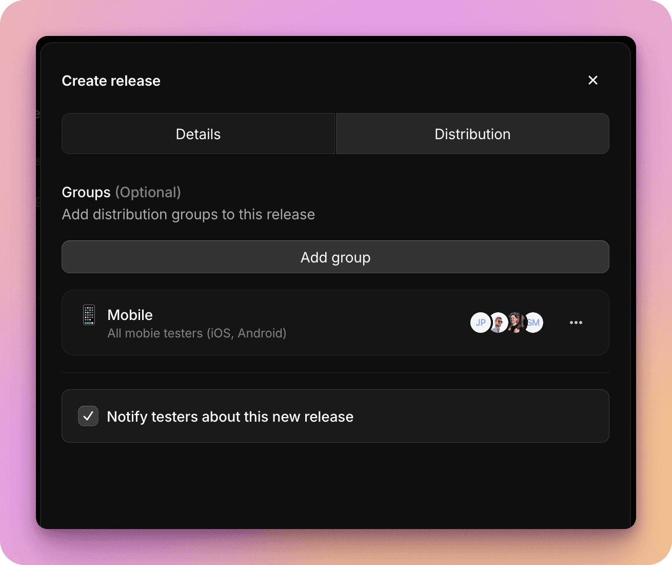 Share a release with a group