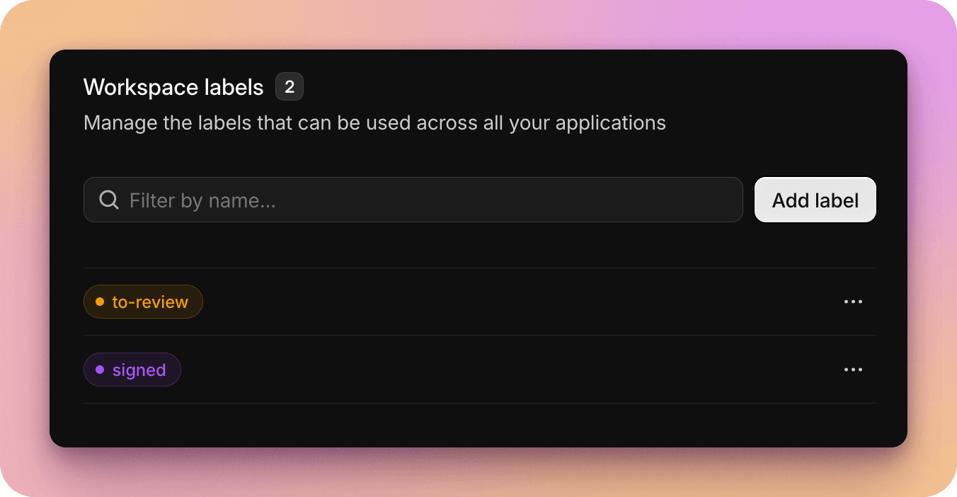 Manage workspace-level labels