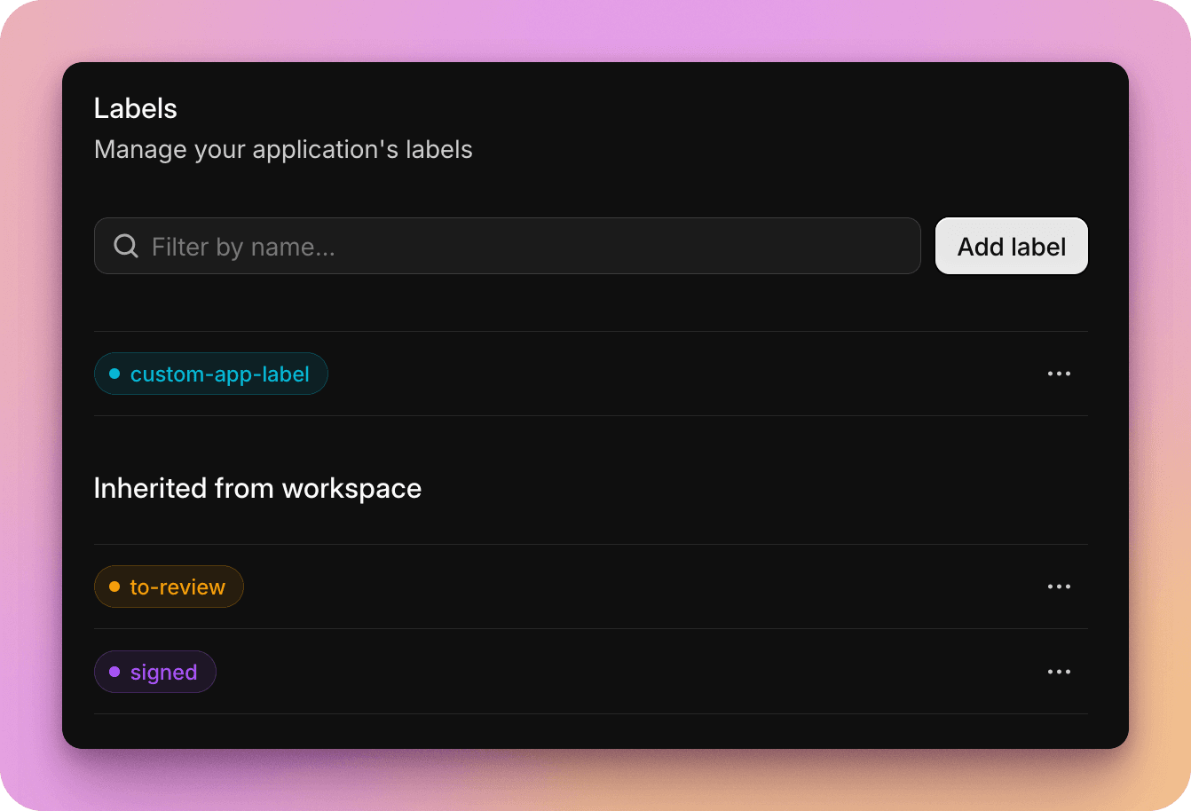 Manage application-level labels