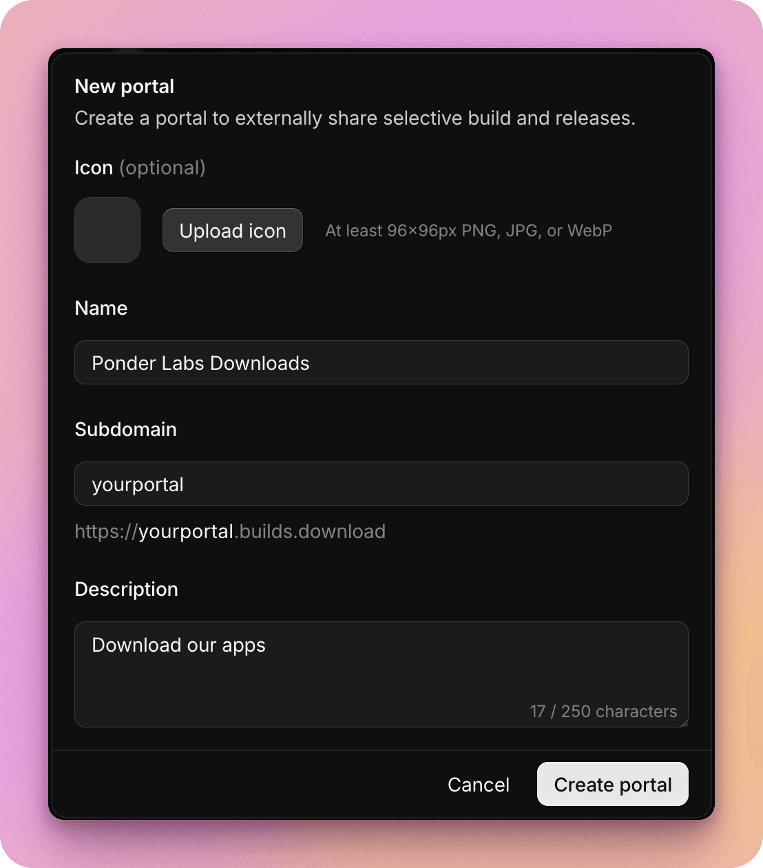 Create a new public portal