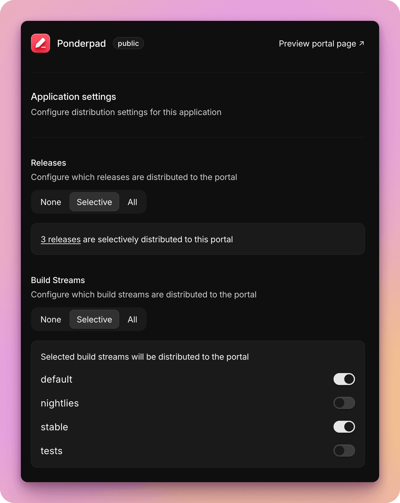 Manage your link between the application and portal