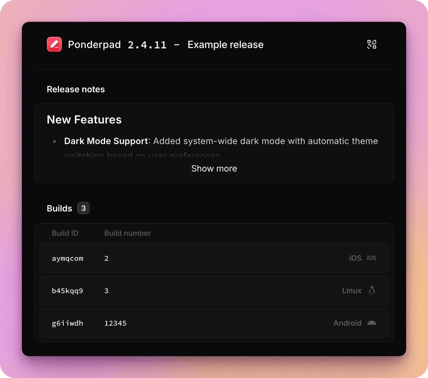View a release download page