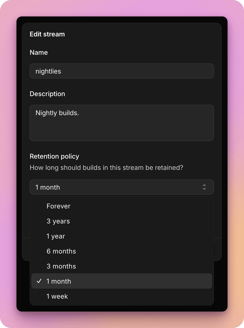 Manage retention policy