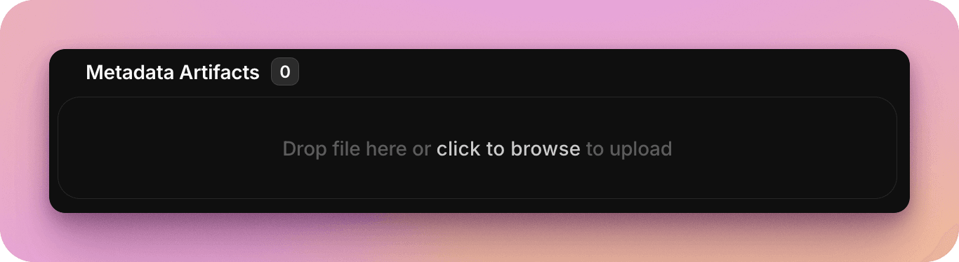 Upload metadata artifact