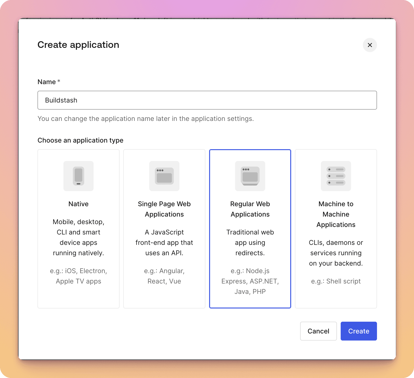 Create new application