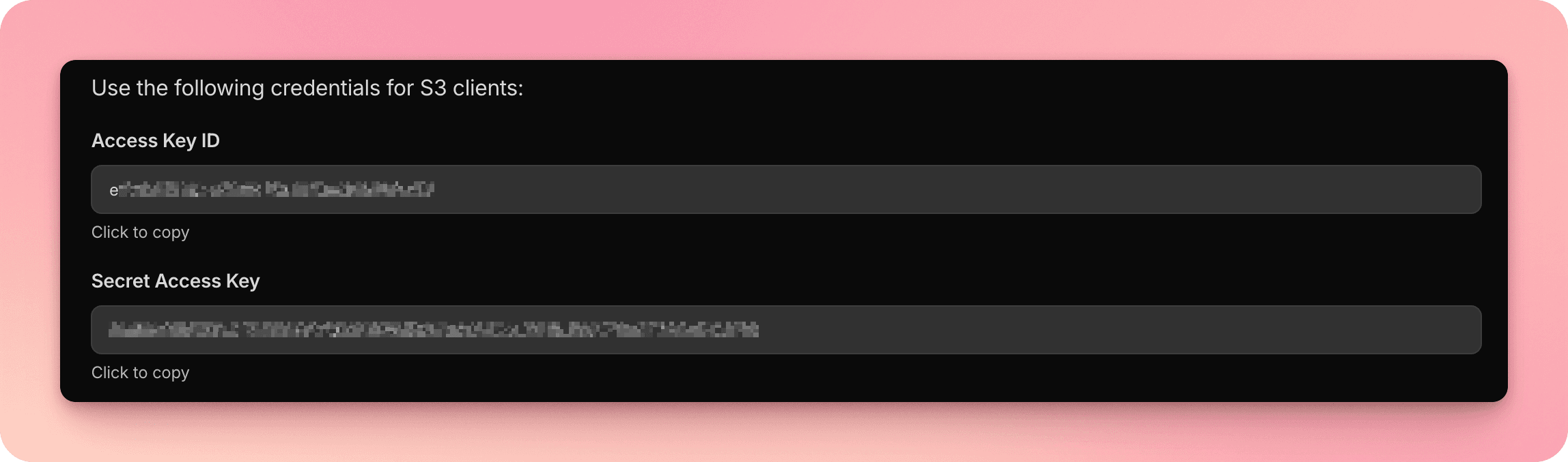 S3 access and secret