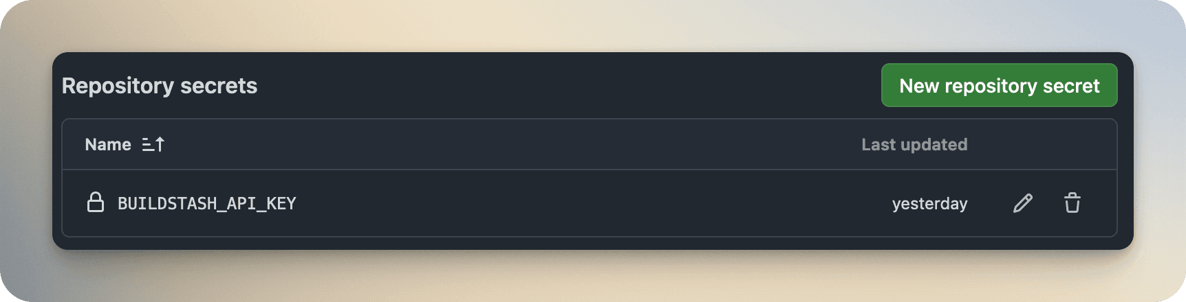 GitHub Actions secrets