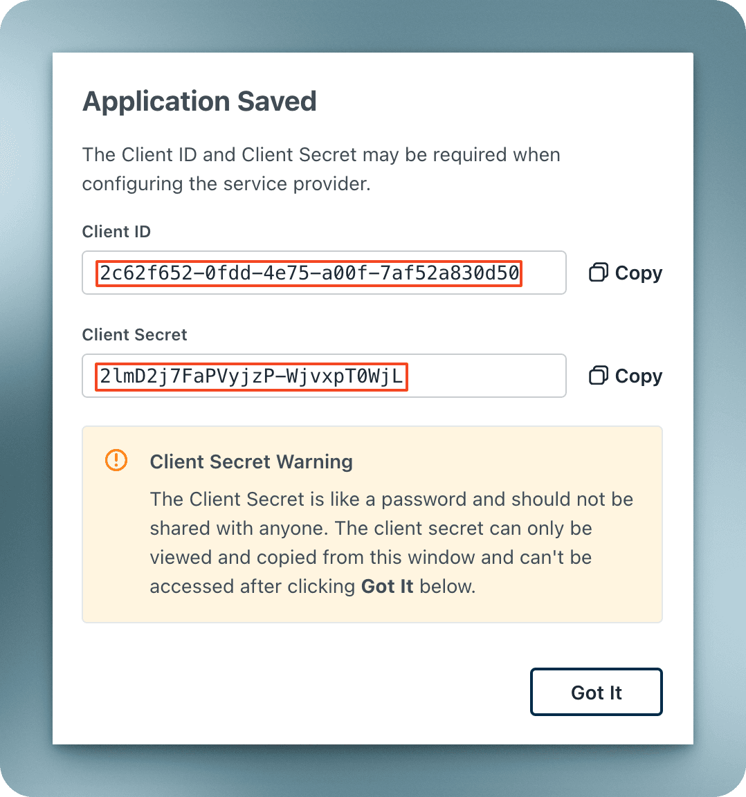 Copy client ID and secret