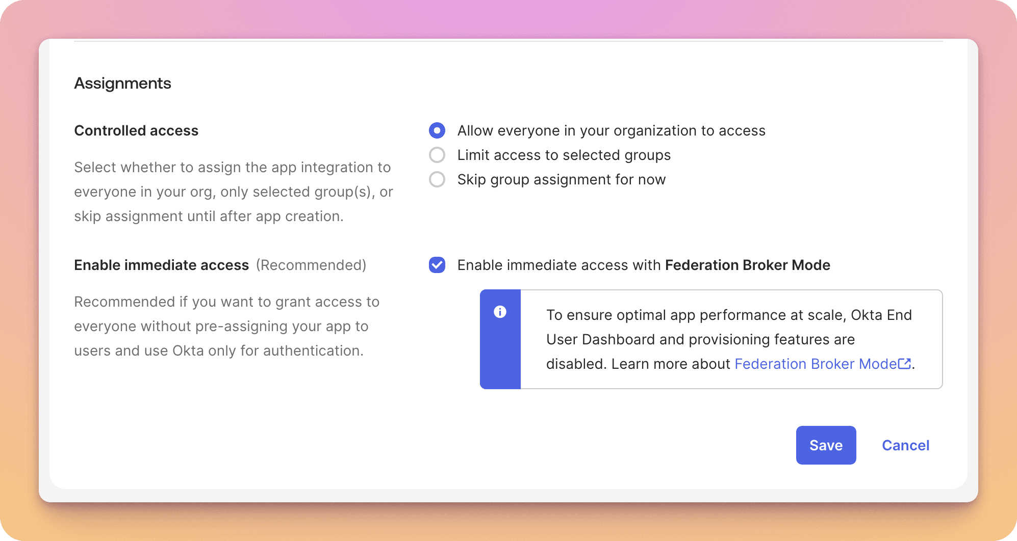 Setup access assignments